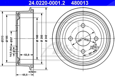 Ate Bremstrommel [Hersteller-Nr. 24.0220-0001.2] für Chevrolet, Daewoo, Opel, Vauxhall von ATE