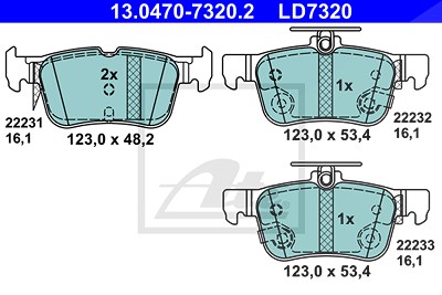 Ate CERAMIC Bremsbelagsatz hinten [Hersteller-Nr. 13.0470-7320.2] für Ford Usa, Ford von ATE