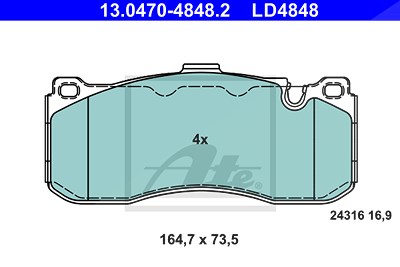 Ate CERAMIC Bremsbelagsatz vorne [Hersteller-Nr. 13.0470-4848.2] für BMW von ATE