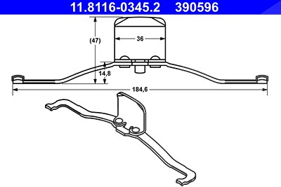 Ate Feder, Bremssattel [Hersteller-Nr. 11.8116-0345.2] für Ford, Volvo, Saab, Opel von ATE