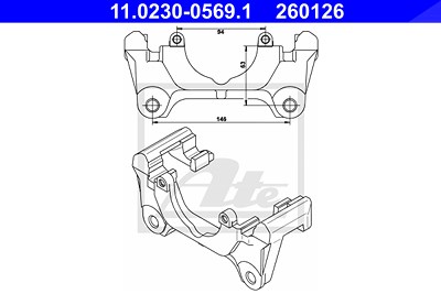 Ate Halter, Bremssattel [Hersteller-Nr. 11.0230-0569.1] für Audi, Seat von ATE