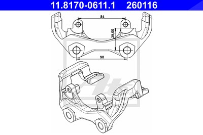 Ate Halter, Bremssattel [Hersteller-Nr. 11.8170-0611.1] für Mercedes-Benz von ATE