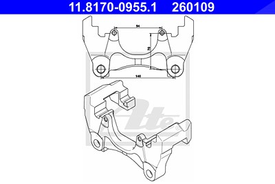 Ate Halter, Bremssattel [Hersteller-Nr. 11.8170-0955.1] für VW von ATE