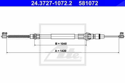 Ate Handbremsseil Hinterachse [Hersteller-Nr. 24.3727-1072.2] für Nissan, Opel, Renault von ATE