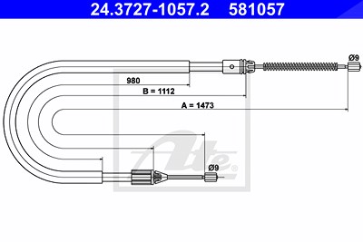 Ate Handbremsseil Hinterachse [Hersteller-Nr. 24.3727-1057.2] für Renault von ATE