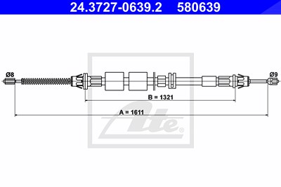 Ate Handbremsseil Trommelbremse Hinterachse [Hersteller-Nr. 24.3727-0639.2] für Ford von ATE