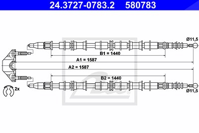 Ate Handbremsseil hinten links+rechts [Hersteller-Nr. 24.3727-0783.2] für Opel von ATE