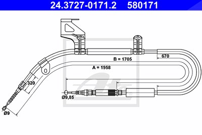 Ate Handbremsseil hinten links [Hersteller-Nr. 24.3727-0171.2] für Audi von ATE