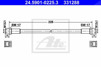 Ate Kupplungsschlauch [Hersteller-Nr. 24.5901-0225.3] für Mercedes-Benz, Puch von ATE