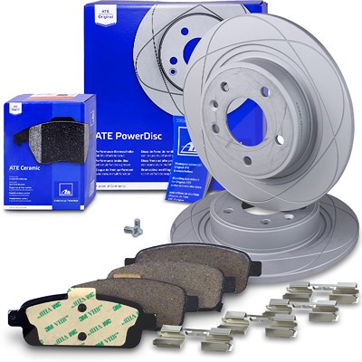 Ate POWERDISC Bremsscheiben +CERAMIC Bremsbeläge hinten für Chevrolet, Opel, Vauxhall von ATE