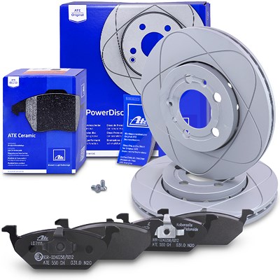 Ate POWERDISC Bremsscheiben +CERAMIC Bremsbeläge vorne für Audi, Seat, Skoda, VW von ATE