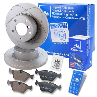 Ate POWERDISC Bremsscheiben +CERAMIC Bremsbeläge hinten für Audi, Seat, Skoda, VW von ATE