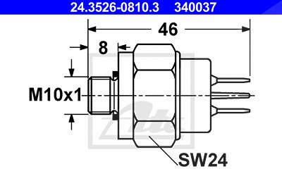 Ate Schalter, Bremsleuchte [Hersteller-Nr. 24.3526-0810.3] für Audi, Ford, Mercedes-Benz von ATE