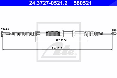 Ate Seilzug, Feststellbremse [Hersteller-Nr. 24.3727-0521.2] für Alfa Romeo, Fiat, Lancia von ATE