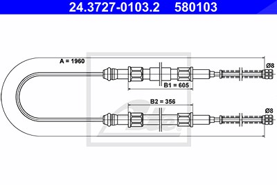 Ate Seilzug, Feststellbremse [Hersteller-Nr. 24.3727-0103.2] für Audi, VW von ATE