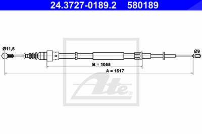 Ate Seilzug, Feststellbremse [Hersteller-Nr. 24.3727-0189.2] für Audi von ATE