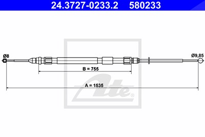 Ate Seilzug, Feststellbremse [Hersteller-Nr. 24.3727-0233.2] für BMW von ATE