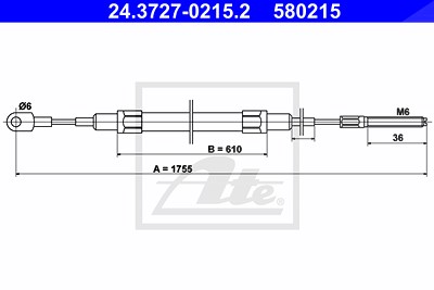 Ate Seilzug, Feststellbremse [Hersteller-Nr. 24.3727-0215.2] für BMW von ATE