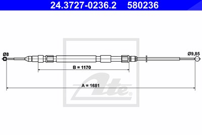 Ate Seilzug, Feststellbremse [Hersteller-Nr. 24.3727-0236.2] für BMW von ATE
