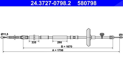 Ate Seilzug, Feststellbremse [Hersteller-Nr. 24.3727-0798.2] für Chevrolet, Opel von ATE