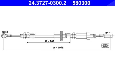 Ate Seilzug, Feststellbremse [Hersteller-Nr. 24.3727-0300.2] für Citroën, Peugeot, Fiat von ATE