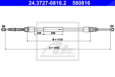 Ate Seilzug, Feststellbremse [Hersteller-Nr. 24.3727-0816.2] für Citroën, Peugeot von ATE