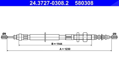 Ate Seilzug, Feststellbremse [Hersteller-Nr. 24.3727-0308.2] für Citroën von ATE