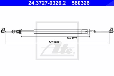 Ate Seilzug, Feststellbremse [Hersteller-Nr. 24.3727-0326.2] für Citroën von ATE