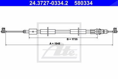 Ate Seilzug, Feststellbremse [Hersteller-Nr. 24.3727-0334.2] für Citroën von ATE