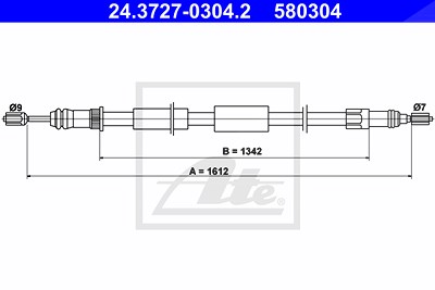 Ate Seilzug, Feststellbremse [Hersteller-Nr. 24.3727-0304.2] für Citroën, Peugeot von ATE