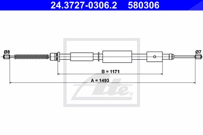 Ate Seilzug, Feststellbremse [Hersteller-Nr. 24.3727-0306.2] für Citroën, Peugeot von ATE