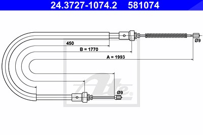 Ate Seilzug, Feststellbremse [Hersteller-Nr. 24.3727-1074.2] für Dacia von ATE