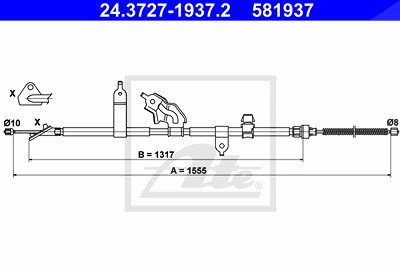 Ate Seilzug, Feststellbremse [Hersteller-Nr. 24.3727-1937.2] für Daihatsu, Toyota von ATE