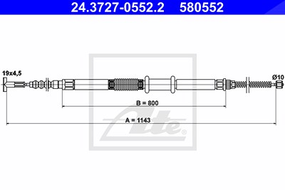 Ate Seilzug, Feststellbremse [Hersteller-Nr. 24.3727-0552.2] für Fiat von ATE