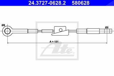 Ate Seilzug, Feststellbremse [Hersteller-Nr. 24.3727-0628.2] für Ford von ATE