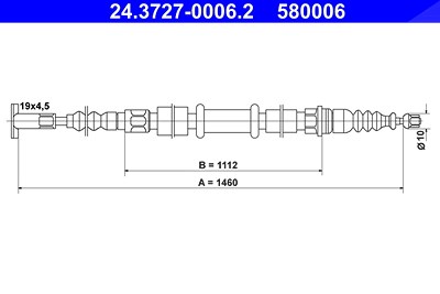 Ate Seilzug, Feststellbremse [Hersteller-Nr. 24.3727-0006.2] für Lancia, Fiat, Alfa Romeo von ATE