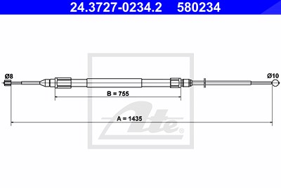 Ate Seilzug, Feststellbremse [Hersteller-Nr. 24.3727-0234.2] für BMW von ATE