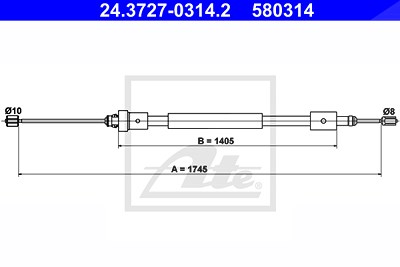 Ate Seilzug, Feststellbremse [Hersteller-Nr. 24.3727-0314.2] für Citroën, Peugeot von ATE