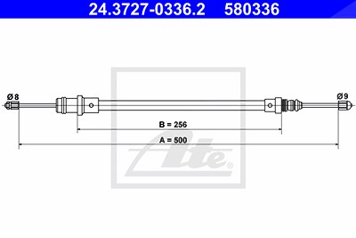 Ate Seilzug, Feststellbremse [Hersteller-Nr. 24.3727-0336.2] für Citroën, Fiat, Lancia, Peugeot von ATE