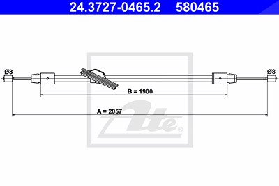 Ate Seilzug, Feststellbremse [Hersteller-Nr. 24.3727-0465.2] für Mercedes-Benz von ATE