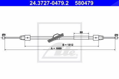 Ate Seilzug, Feststellbremse [Hersteller-Nr. 24.3727-0479.2] für Mercedes-Benz von ATE