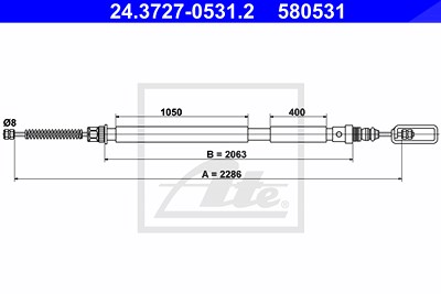 Ate Seilzug, Feststellbremse [Hersteller-Nr. 24.3727-0531.2] für Citroën, Fiat, Peugeot von ATE