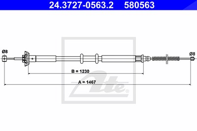 Ate Seilzug, Feststellbremse [Hersteller-Nr. 24.3727-0563.2] für Fiat von ATE