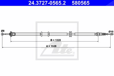 Ate Seilzug, Feststellbremse [Hersteller-Nr. 24.3727-0565.2] für Fiat von ATE