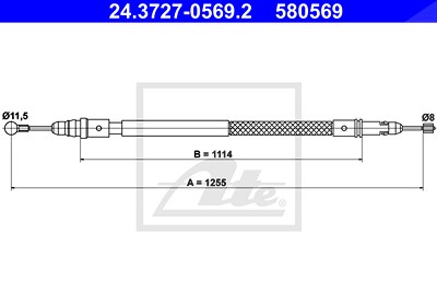 Ate Seilzug, Feststellbremse [Hersteller-Nr. 24.3727-0569.2] für Fiat, Lancia von ATE