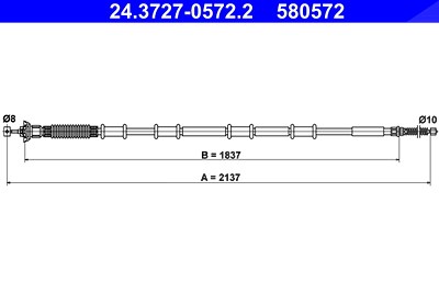 Ate Seilzug, Feststellbremse [Hersteller-Nr. 24.3727-0572.2] für Fiat von ATE