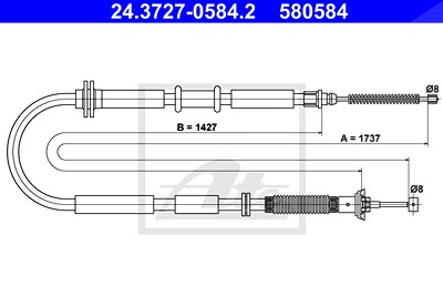 Ate Seilzug, Feststellbremse [Hersteller-Nr. 24.3727-0584.2] für Fiat von ATE