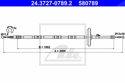 Ate Seilzug, Feststellbremse [Hersteller-Nr. 24.3727-0789.2] für Opel von ATE