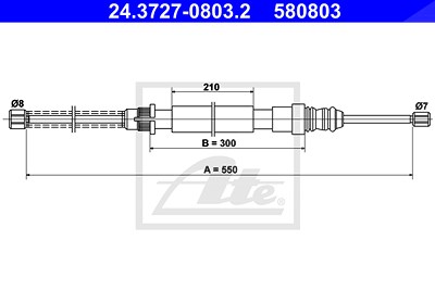 Ate Seilzug, Feststellbremse [Hersteller-Nr. 24.3727-0803.2] für Peugeot von ATE