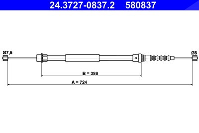 Ate Seilzug, Feststellbremse [Hersteller-Nr. 24.3727-0837.2] für Peugeot von ATE